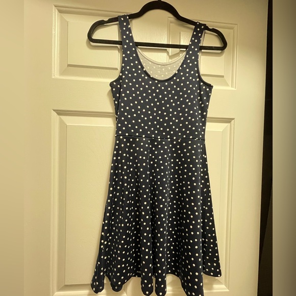 Navy Blue Polka Dot Dress - Picture 4 of 6